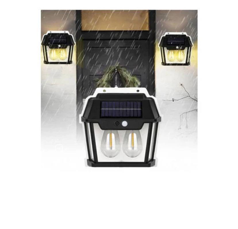 Applique murale solaire avec détecteur de mouvement possédant deux ampoules